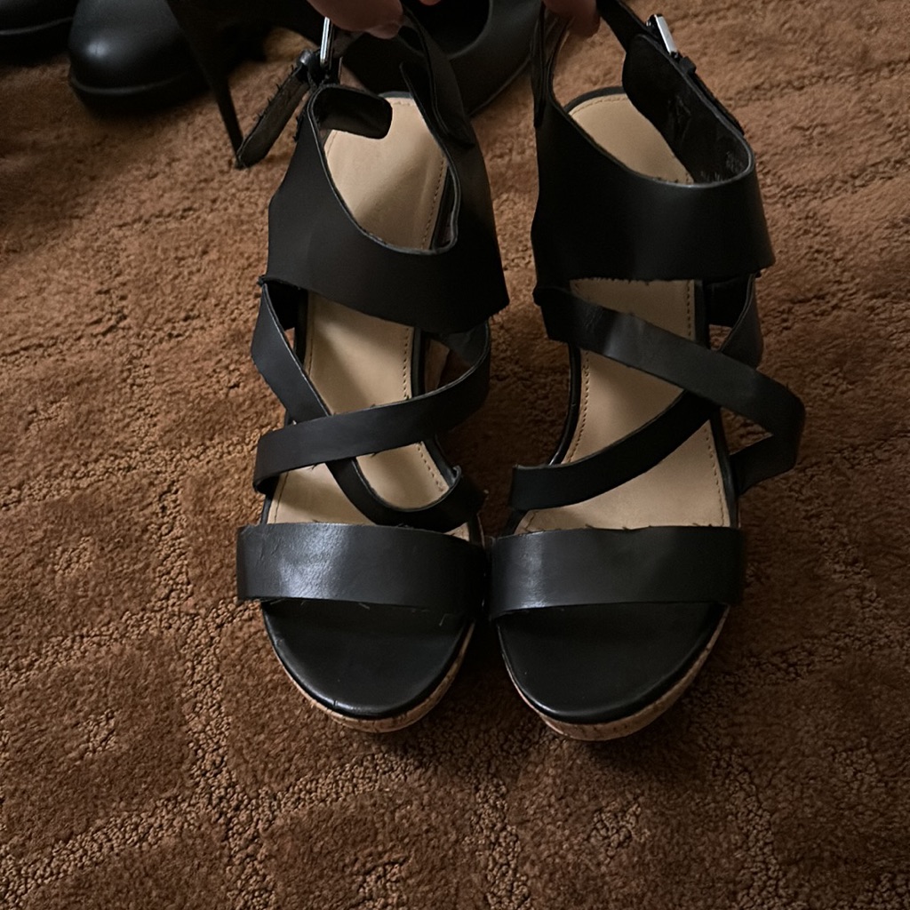 Black Renee Wedged Heels Worn Once But Look And Feel New So Comfortable